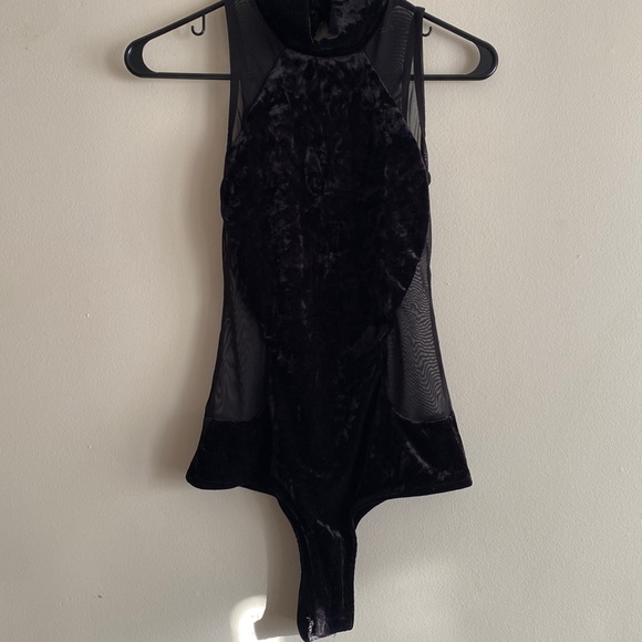 Revamped Velvet Mesh Turtle Neck BodySuit - Picture 1 of 6